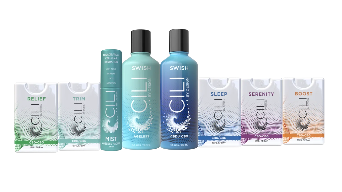 Die CILI-by-Design-Produktfamilie (EU): SWISH, Ageless Swish, Quickshot-Sprays und Ageless Facial Mist